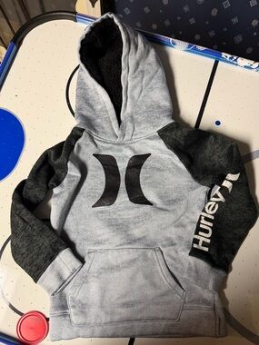 Hurley Gray and Black Logo Pullover Hoodie for Kids